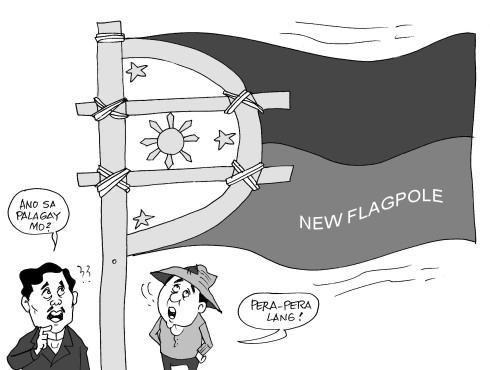 new flag pole sa luneta editorial cartoon by bladimer usi